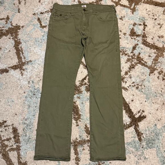 True Religion Ricky Relaxed Straight Green Jeans Size 34x33 Y2K - Picture 2 of 5